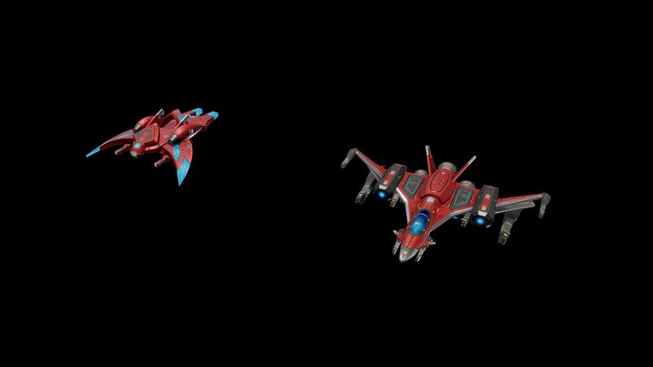 Modular Spaceships Combined Examples 3D Model