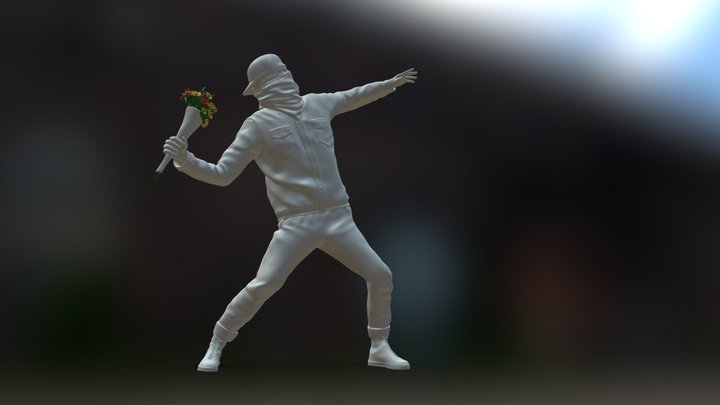 RA  -  Banksy: Protester Throwing Flowers 3D Model