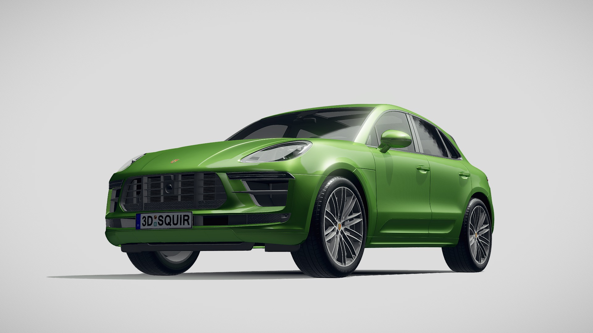 3D model Porsche Macan Turbo 2019 - This is a 3D model of the Porsche Macan Turbo 2019. The 3D model is about a green car with a white background.