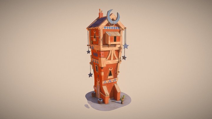 Stylized Moon House 3D Model