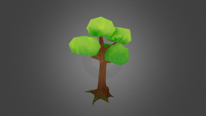 Lowpoly Breeze Blowing Tree 3D Model