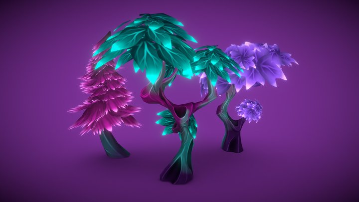 Stylized Fantasy Trees 3D Model