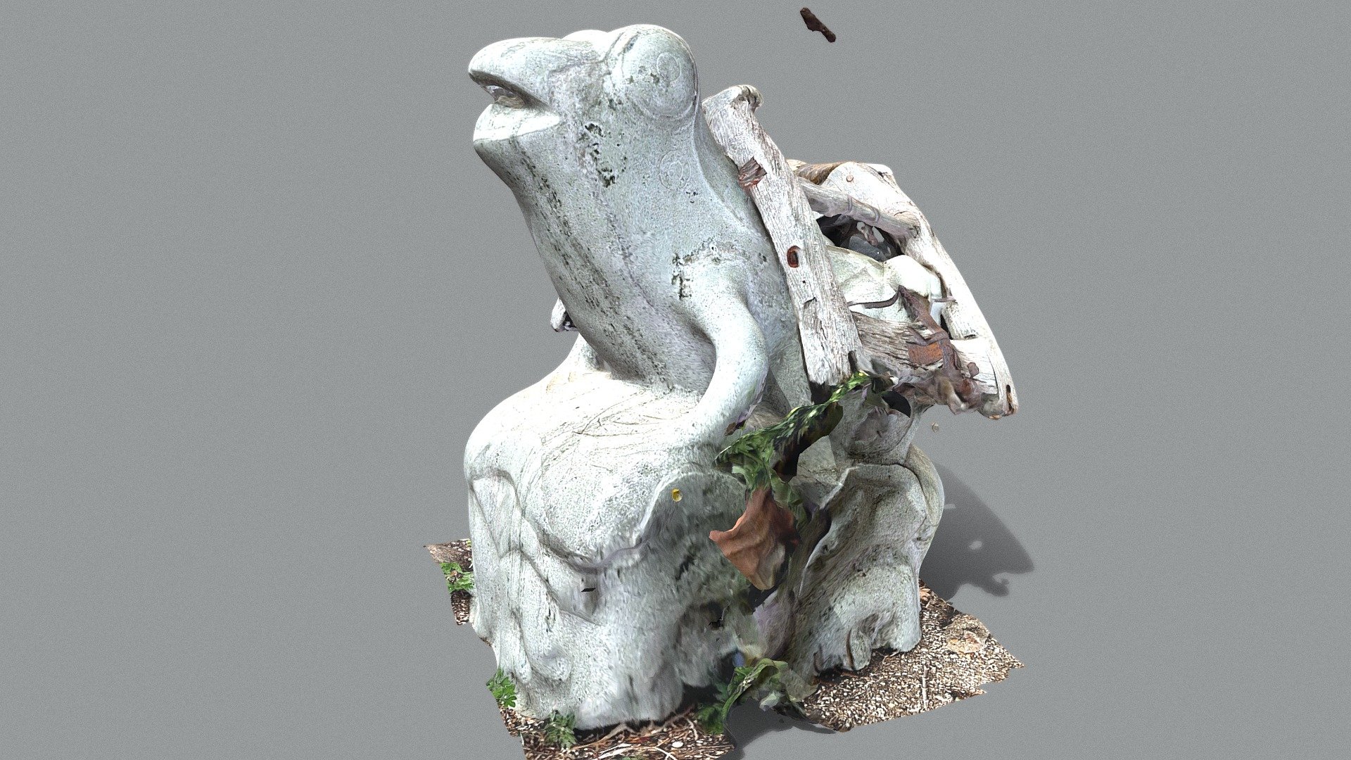 Sculpture of a frog：カエルの彫刻