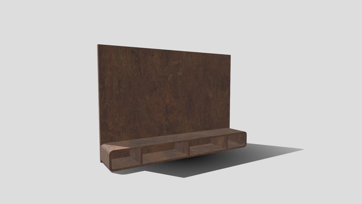 Realistic Wooden TV Rack 3D Model