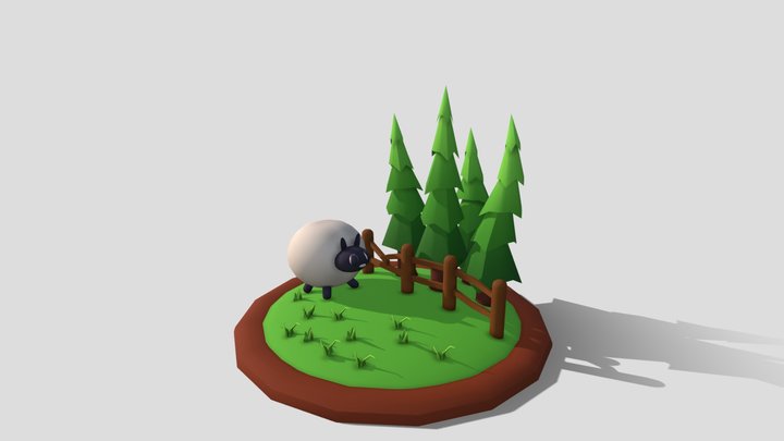 Sheep Diorama 3D Model