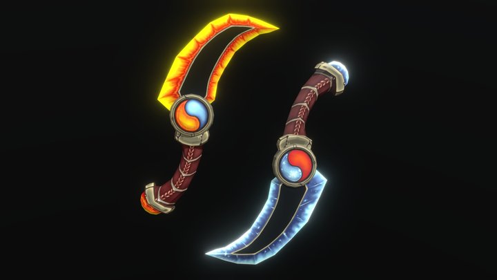 Fire and Ice Daggers 3D Model