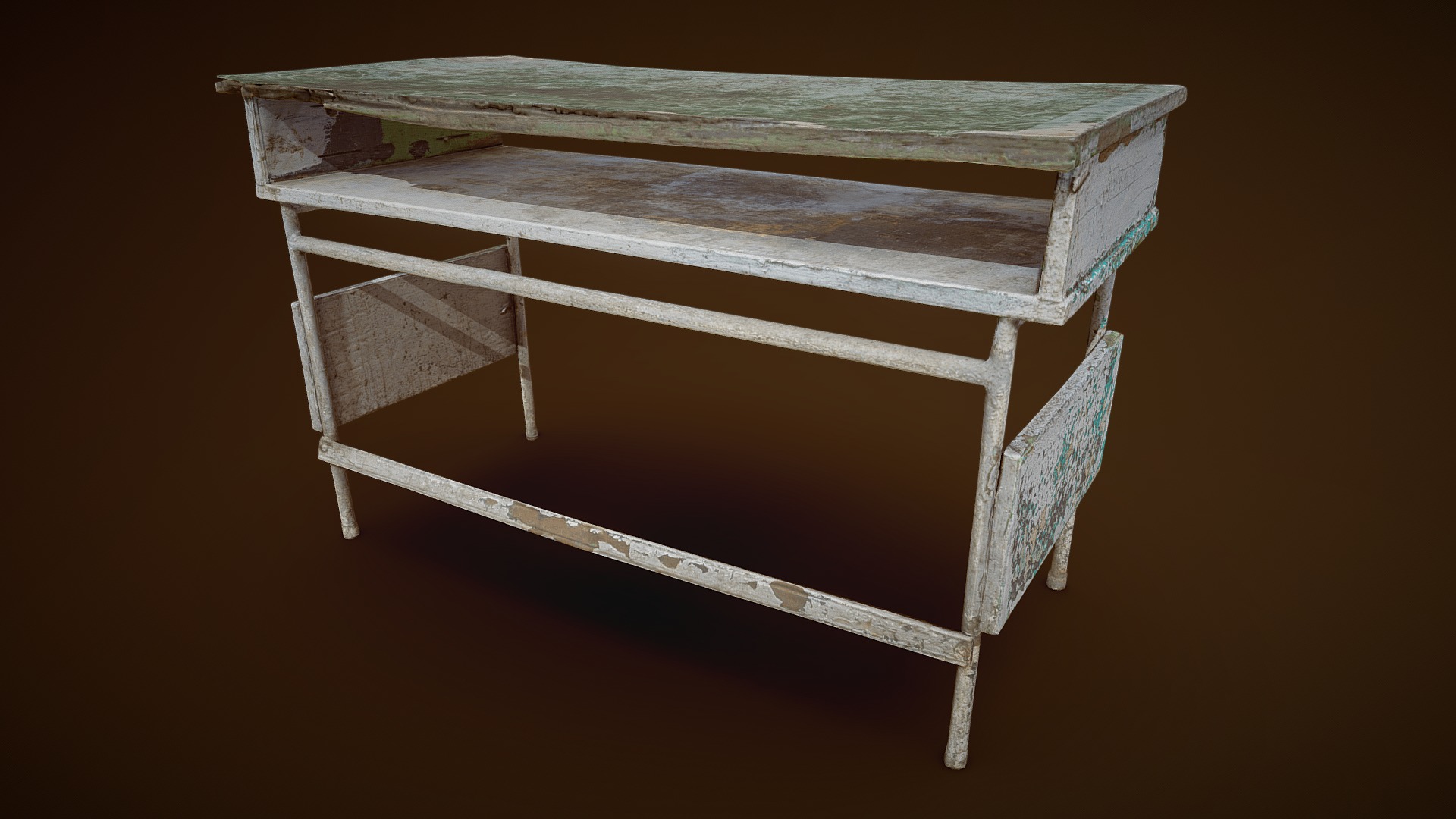 3D model Old Table 02 - This is a 3D model of the Old Table 02. The 3D model is about a wooden table with a blue cloth.