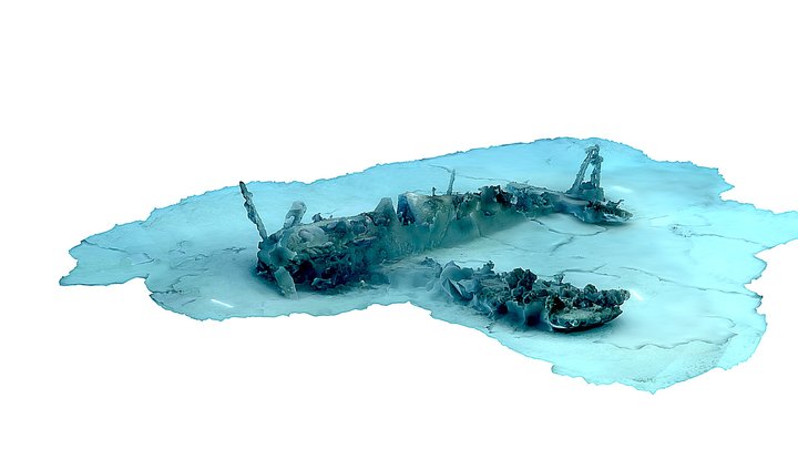 VX 381 Fairey Firefly Aircraft wrecked 1956 3D Model
