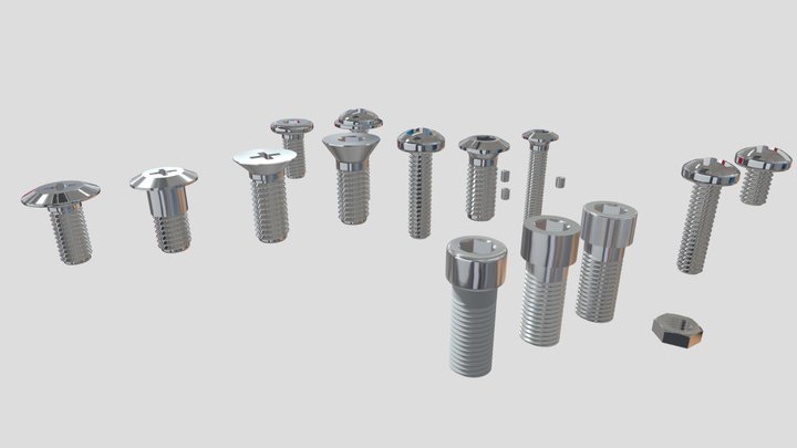 Collection of different screws 3D Model
