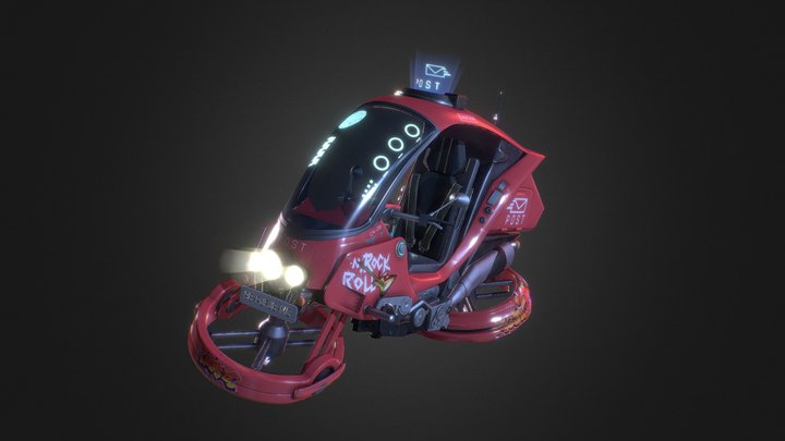 Futuristic Postman's Hovercraft 3D Model