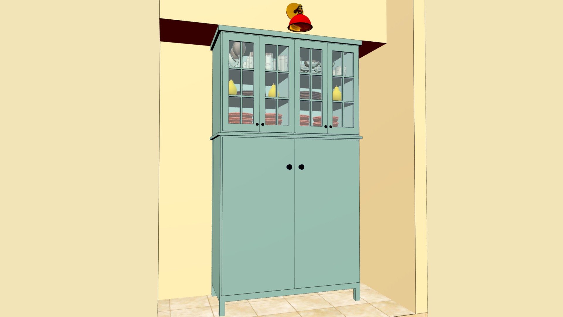 Blue kitchen hutch