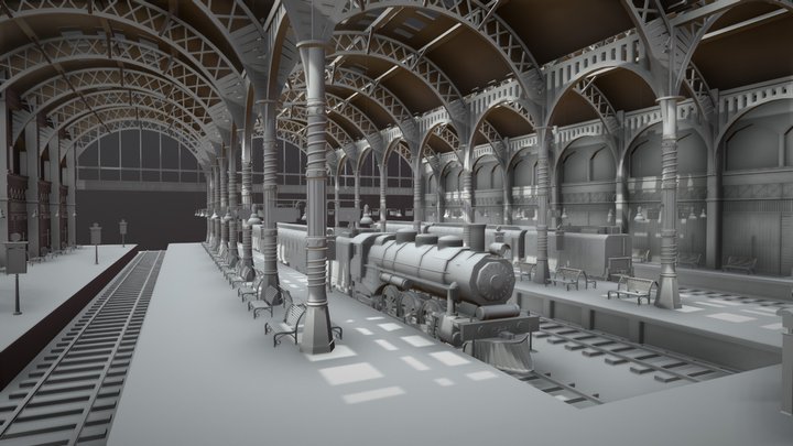 Train Station 3D Model