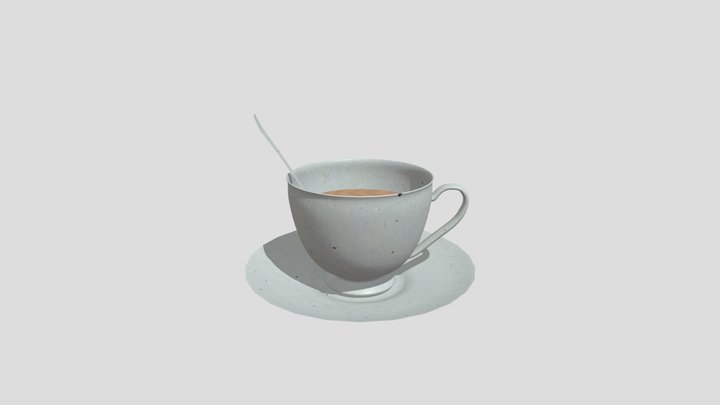 Milk Tea in Ceramic Cup 3D Model