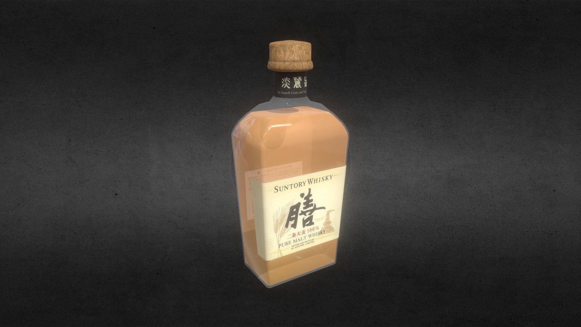 Low-poly Japanese whisky bottle