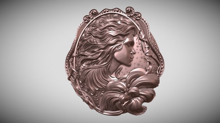 Medallion With A Girl's Face 3D Model