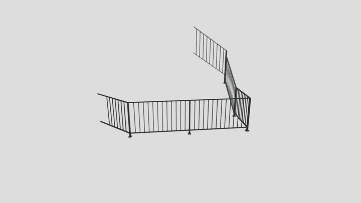 Railing Mock Up Thin Rails Narrow 3D Model