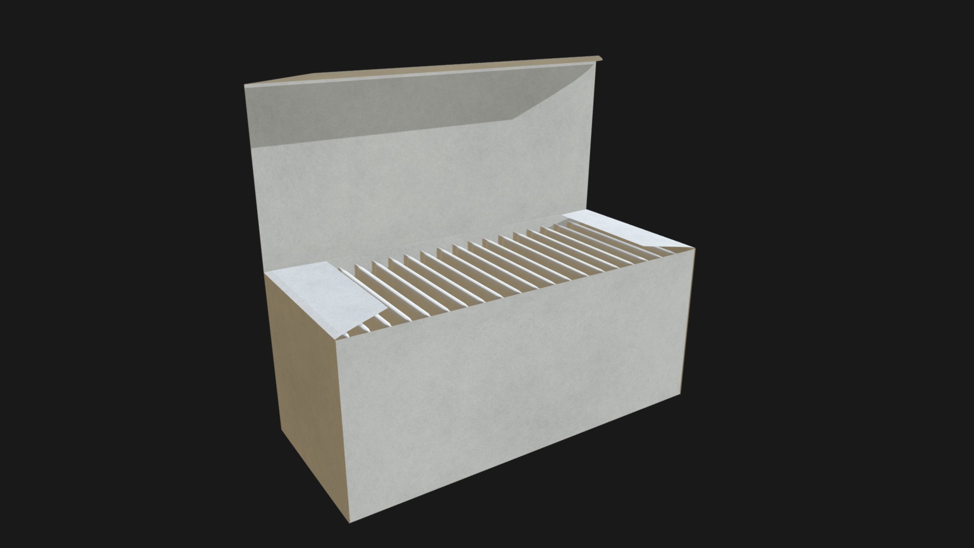 3D model Rectangular box filled with paper bags - This is a 3D model of the Rectangular box filled with paper bags. The 3D model is about a white box with a black background.