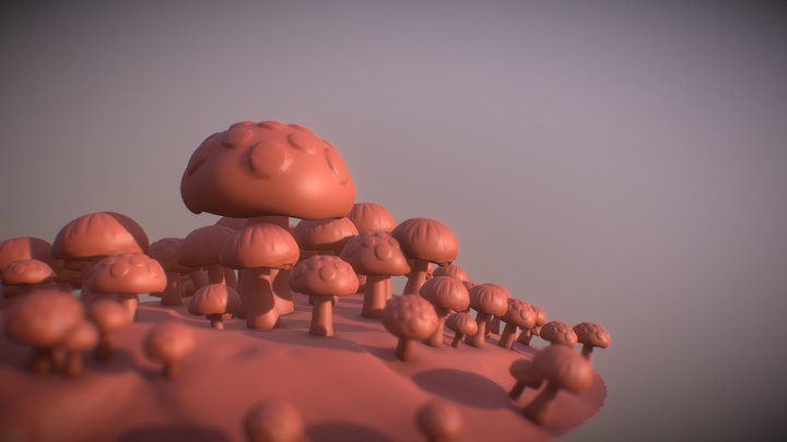 Mushroom Patch Sculpt 3D Model