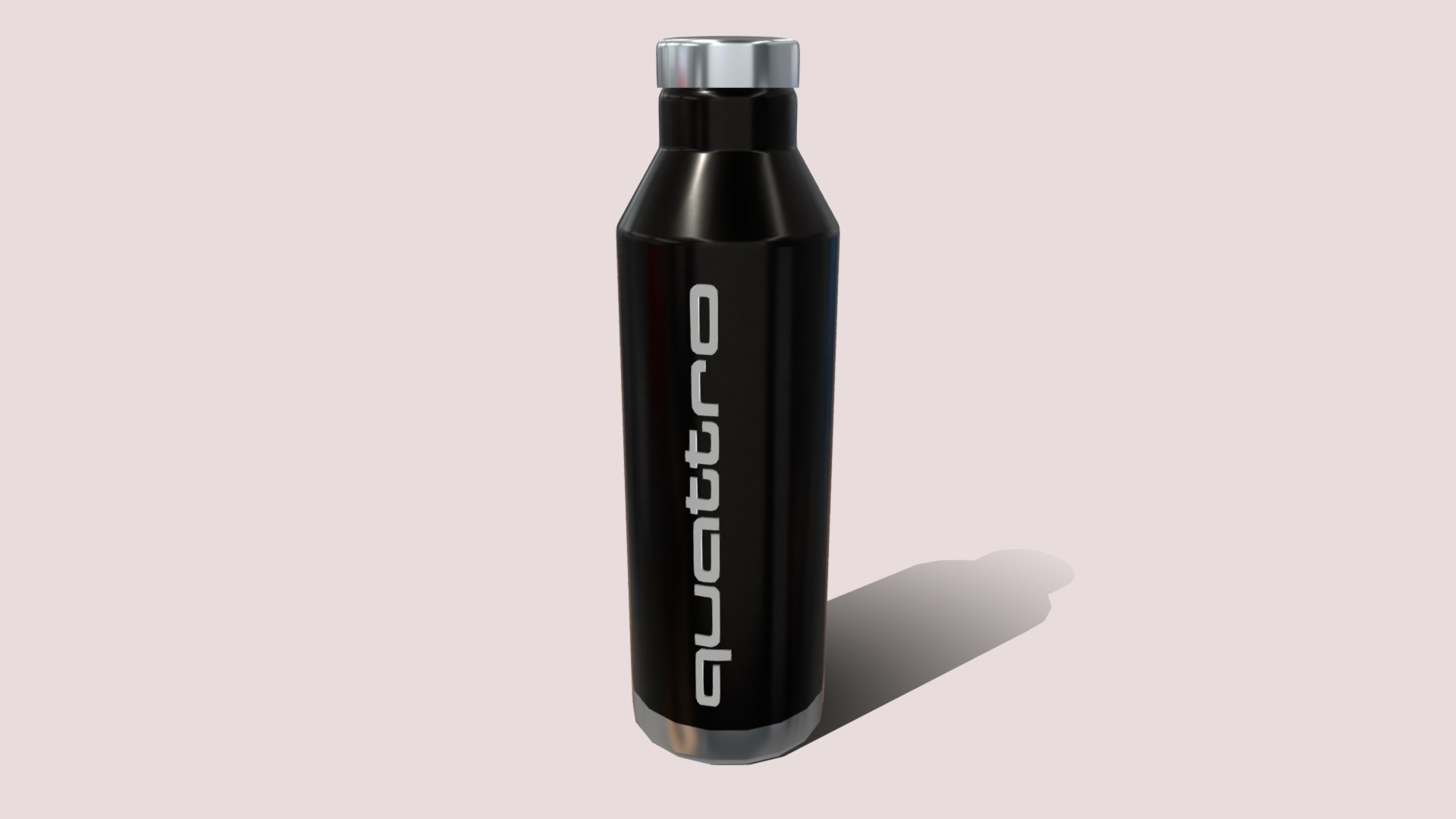 3D model Audi Bottle - This is a 3D model of the Audi Bottle. The 3D model is about a black cylindrical object with a white label on it.