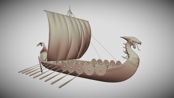 Drakkar Viking Ship 3D Model
