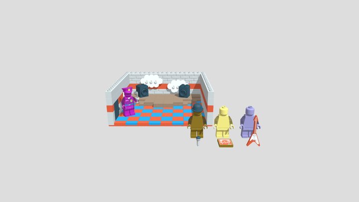 Fnaf 1 stage with animitronics lego 3D Model