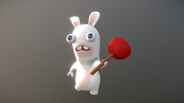 Raving Rabbid with Plunger 3D Model