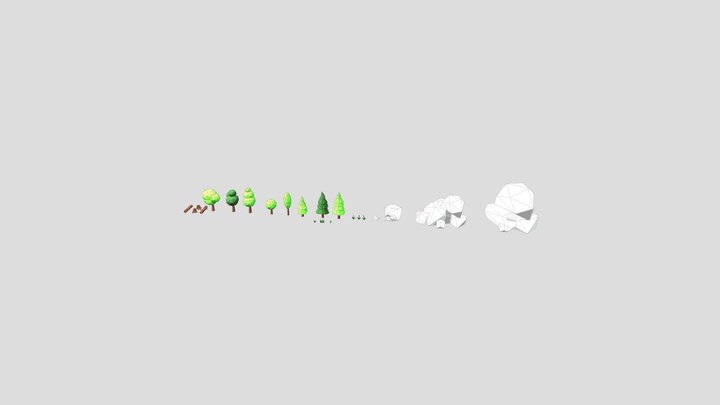 Cartoon Assets Tree And Stuff 3D Model