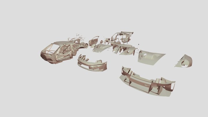 Porche rennsport en partes para franco 3D Model