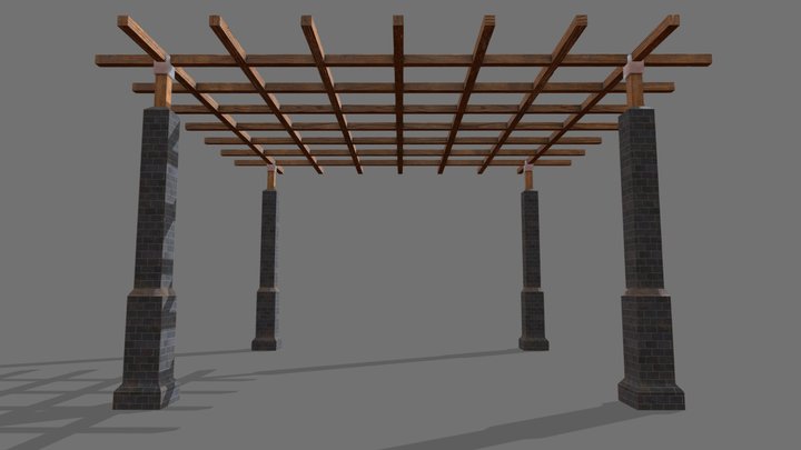 Wood roof garden pole 3D Model