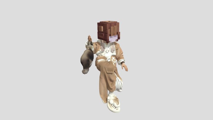 Person with pixelated headgear 3D Model