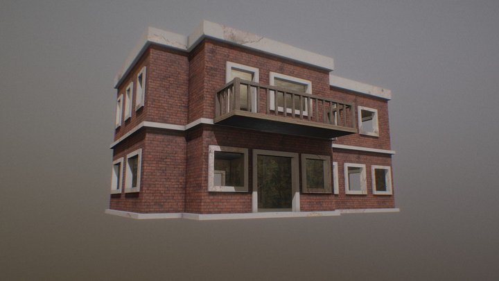 Textured Building with Interior 3D Model
