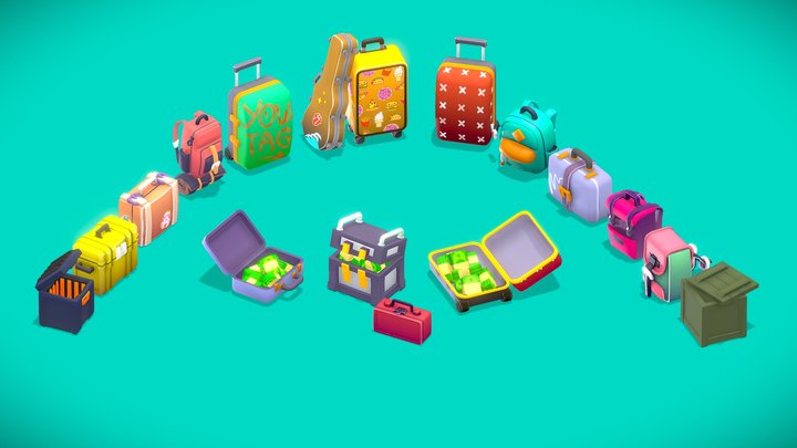 Suitcases-Backpack-Package 3D Model