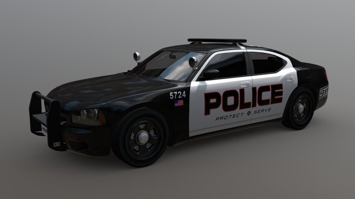 Dodge Charger Police (Low Poly) 3D Model