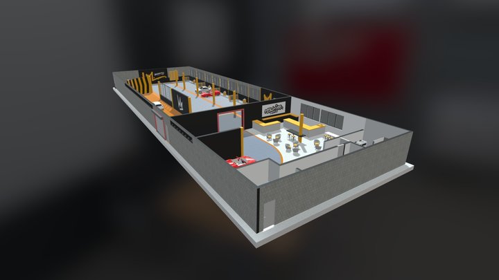 Flowcrete flooring at Machine Washworx & Cafe 3D Model