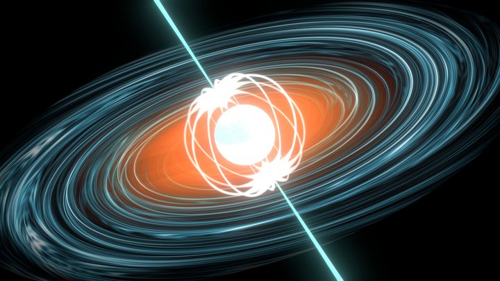 Animated Pulsar Neutron Star 3D Model