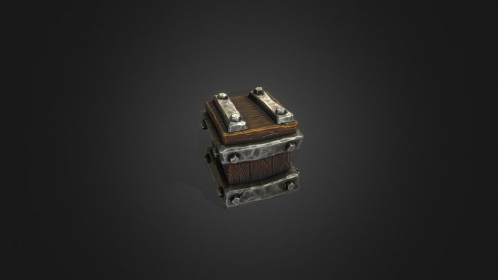 Stylized Low-poly Wood Metal Chest – Modello 3D gratuito STL