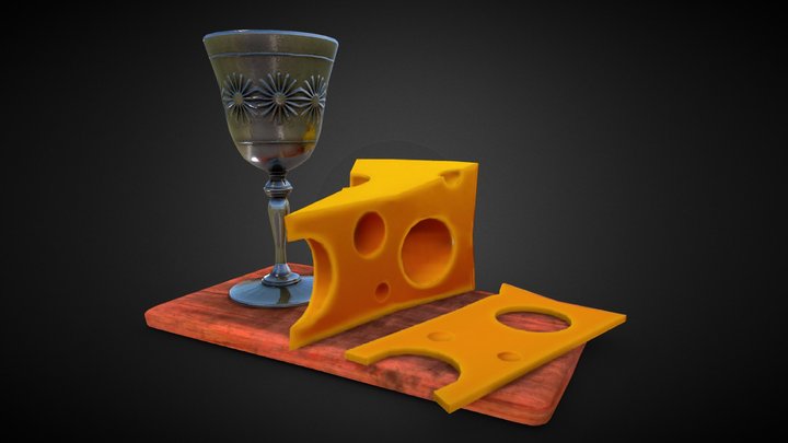 Wine And Cheese 3D Model