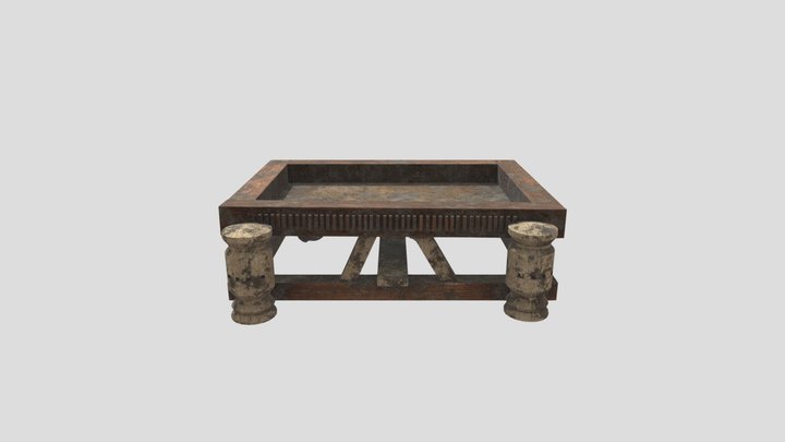 Old Wooden Bed 3D Model