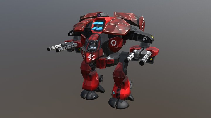 BEHEMOTH Heavy Mech w/ Twin Heavy Machine Guns 3D Model
