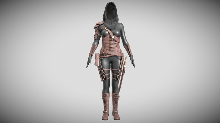 Leather Assassins Costume Low-poly 3D model PBR 3D Model