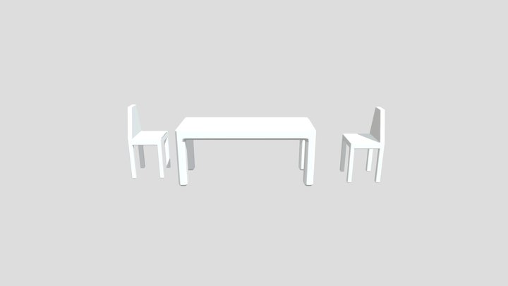 Table Chair Textured 3D Model