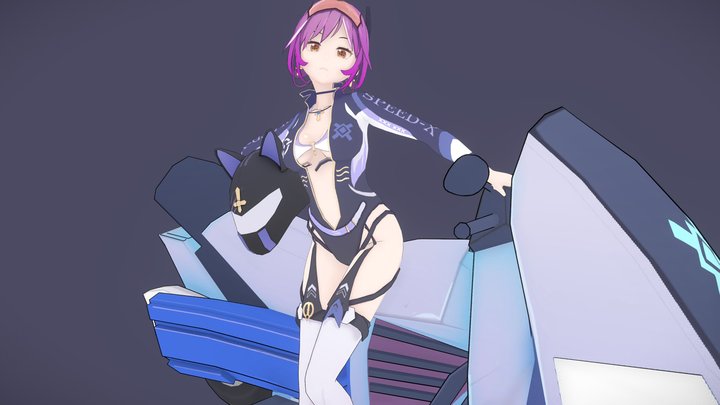 Racer Anime Girl 3D Model
