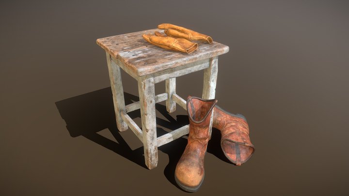 Boots and Gloves Set 3D Model