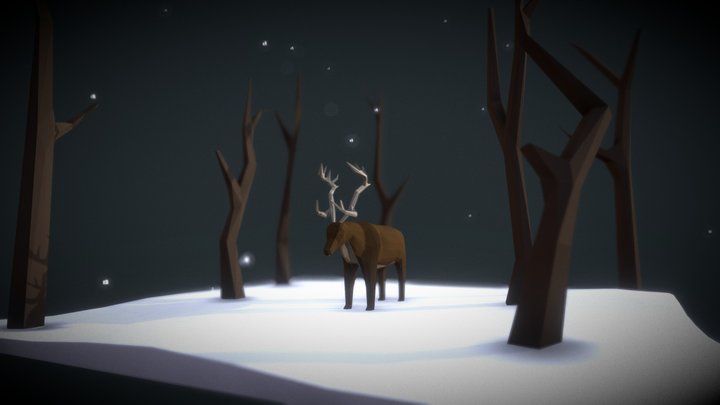 Snow Deer Low Poly 3D Model
