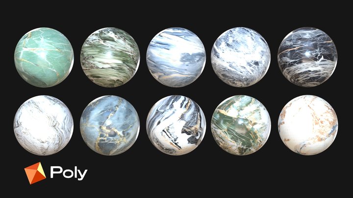 10 Realistic Marble Material Pack - PBR Textures 3D Model