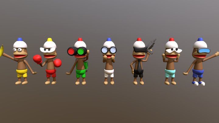 Ape Escape Monkeys 3D Model