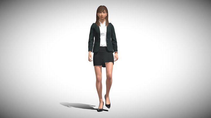 3D Rigged Office Girl 3D Model