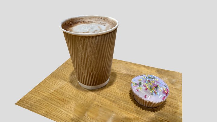 Hot drink and a cupcake 3D Model