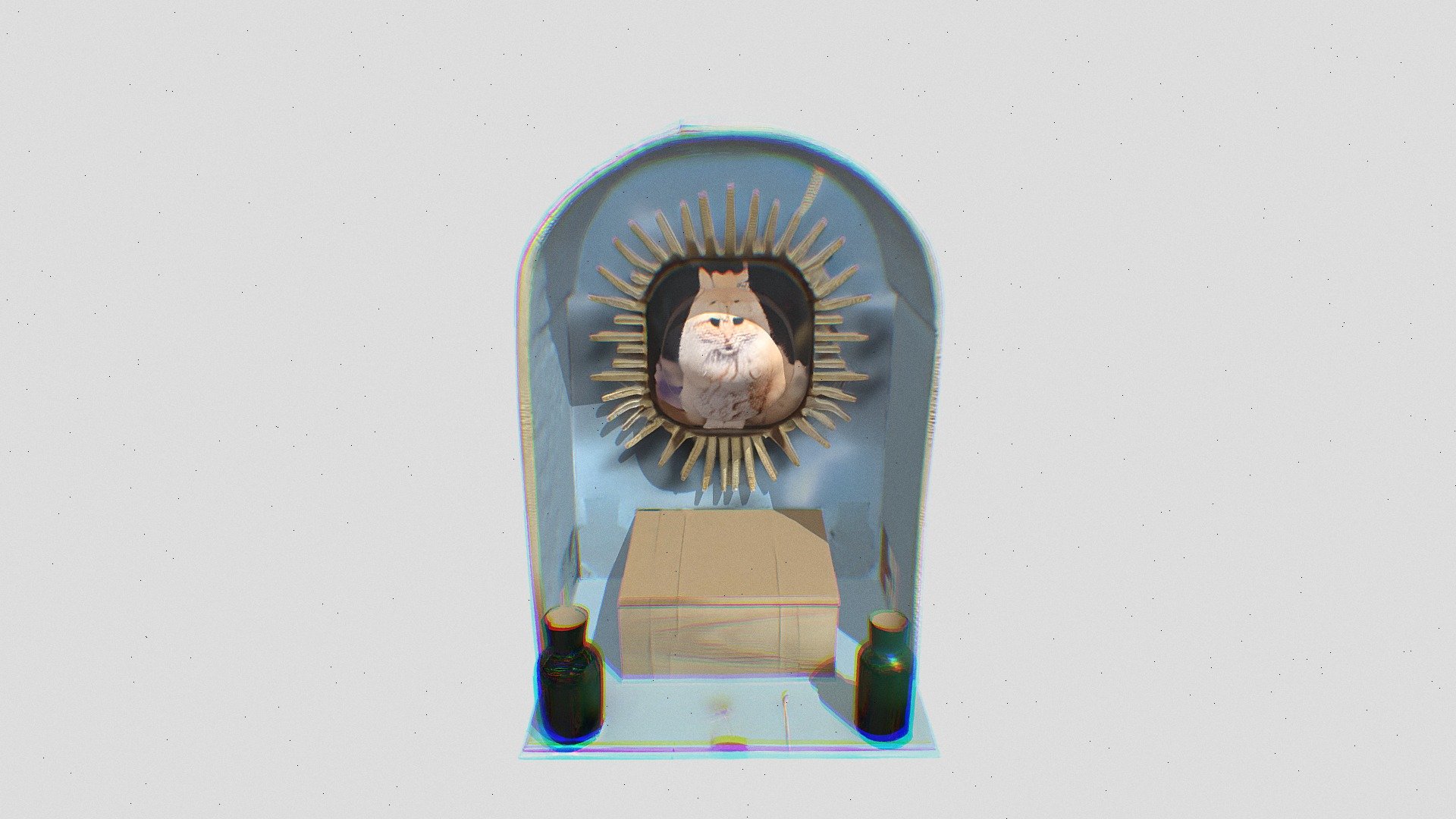 A cat photo shrine with golden rays — Sketchfab embed 3D viewer