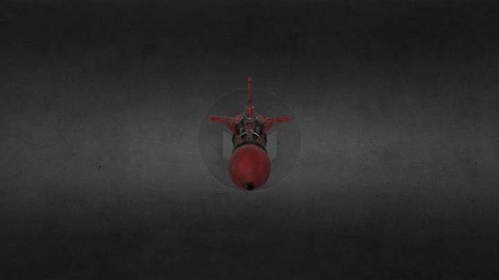 Red Explosive Missile 3D Model